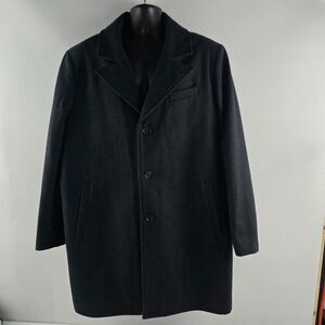 Kenneth Cole charcoal Black Men's wool overcoat XXL NWOT